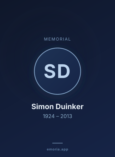 Memorial portrait of Simon Duinker