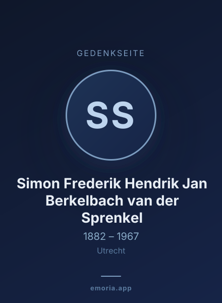 Gedenkportrait von Simon Frederik Hendrik Jan Berkelbach van der Sprenkel