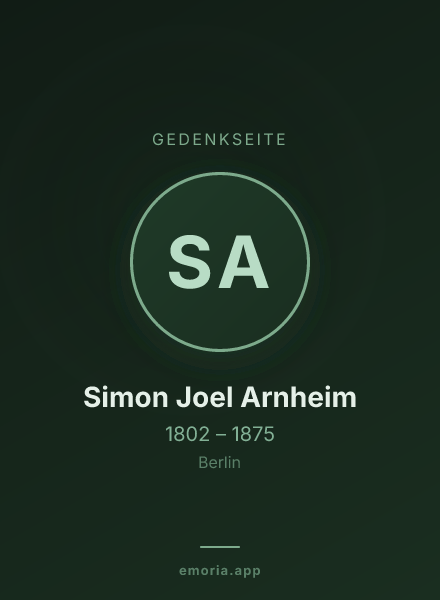 Gedenkportrait von Simon Joel Arnheim