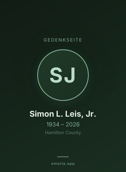 Gedenkportrait von Simon L. Leis, Jr.