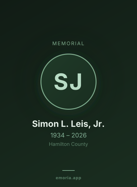 Memorial portrait of Simon L. Leis, Jr.