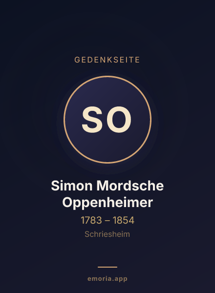 Gedenkportrait von Simon Mordsche Oppenheimer