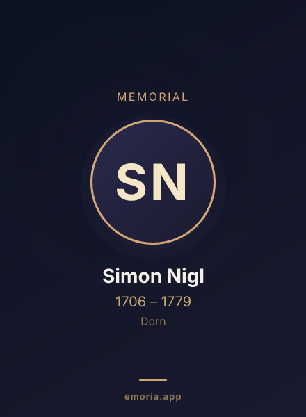Memorial portrait of Simon Nigl