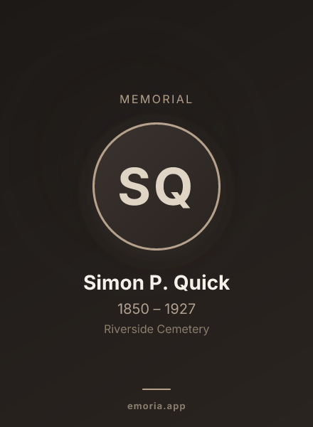 Memorial portrait of Simon P. Quick