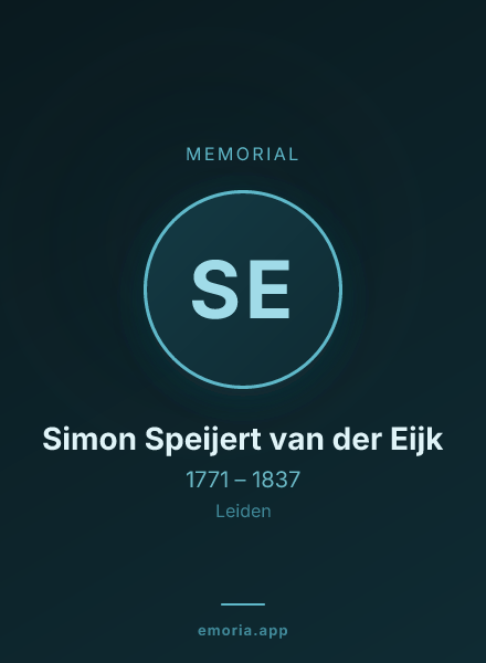 Memorial portrait of Simon Speijert van der Eijk