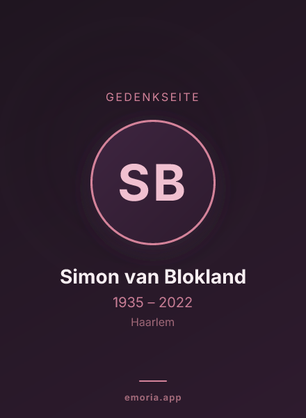 Gedenkportrait von Simon van Blokland