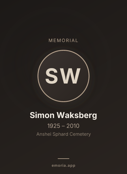 Memorial portrait of Simon Waksberg