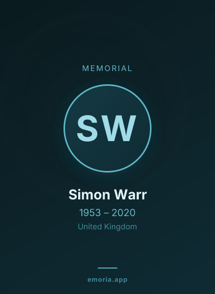 Memorial portrait of Simon Warr