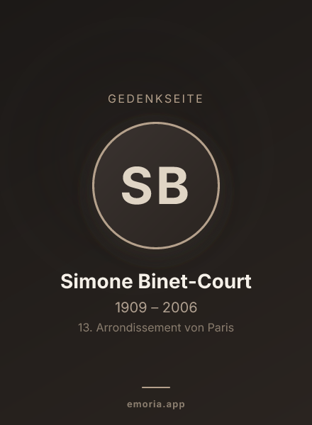 Gedenkportrait von Simone Binet-Court