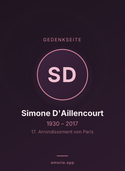 Gedenkportrait von Simone D'Aillencourt