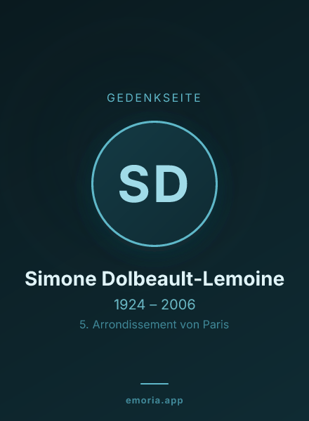 Gedenkportrait von Simone Dolbeault-Lemoine
