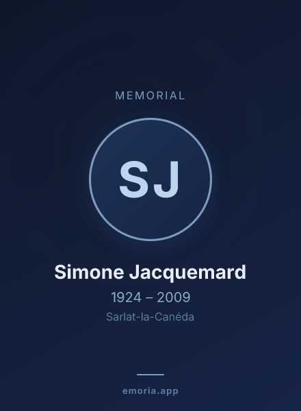 Memorial portrait of Simone Jacquemard