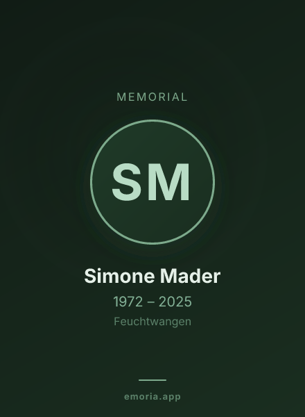 Memorial portrait of Simone Mader
