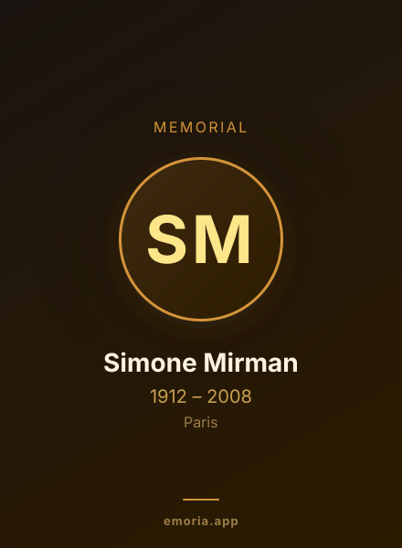 Memorial portrait of Simone Mirman