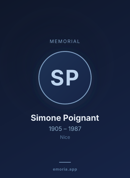 Memorial portrait of Simone Poignant