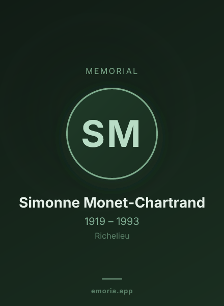 Memorial portrait of Simonne Monet-Chartrand