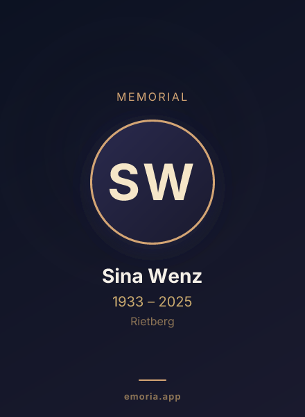 Memorial portrait of Sina Wenz