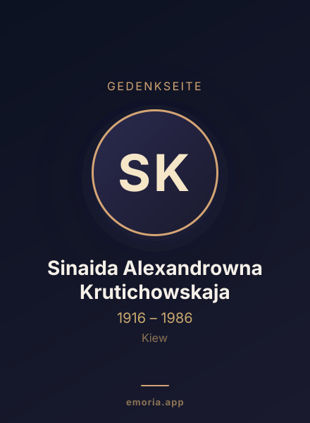 Gedenkportrait von Sinaida Alexandrowna Krutichowskaja