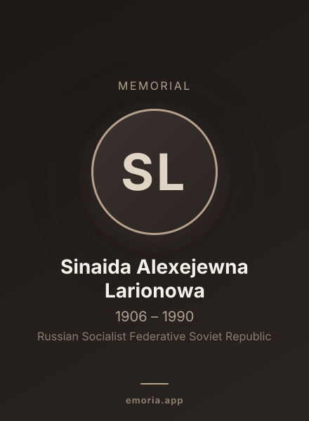 Memorial portrait of Sinaida Alexejewna Larionowa