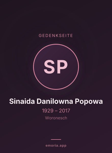 Gedenkportrait von Sinaida Danilowna Popowa