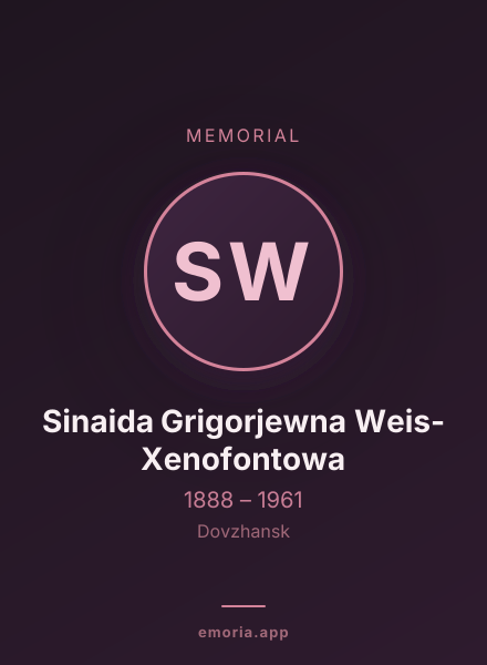 Memorial portrait of Sinaida Grigorjewna Weis-Xenofontowa
