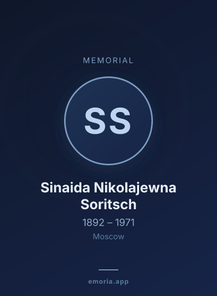 Memorial portrait of Sinaida Nikolajewna Soritsch