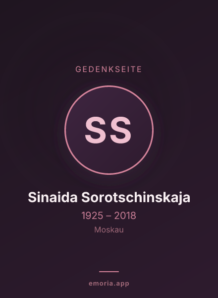 Gedenkportrait von Sinaida Sorotschinskaja