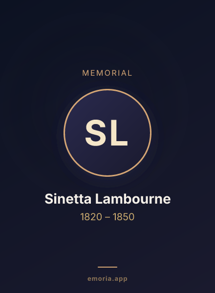 Memorial portrait of Sinetta Lambourne