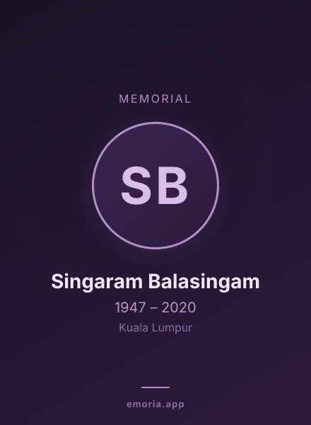 Memorial portrait of Singaram Balasingam