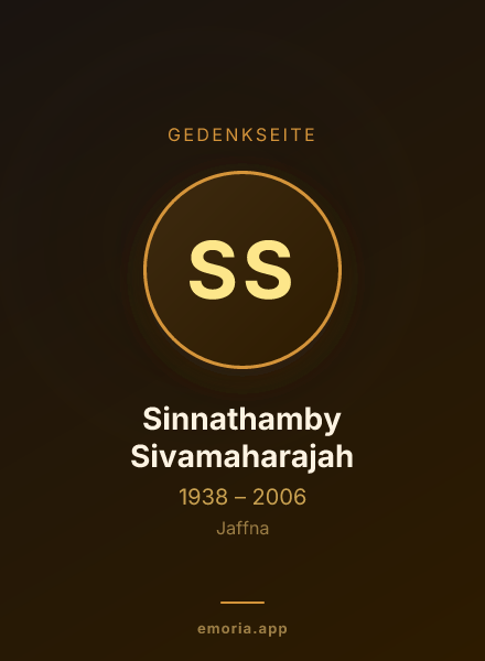 Gedenkportrait von Sinnathamby Sivamaharajah