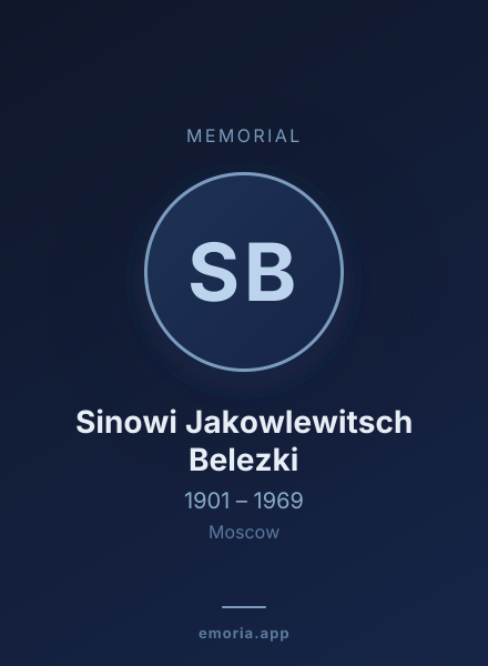 Memorial portrait of Sinowi Jakowlewitsch Belezki