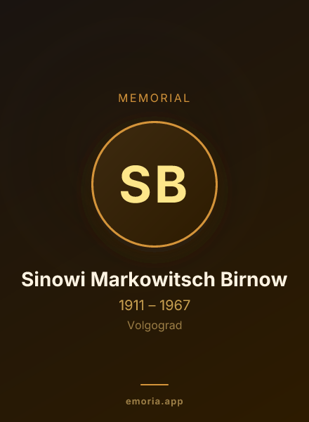 Memorial portrait of Sinowi Markowitsch Birnow