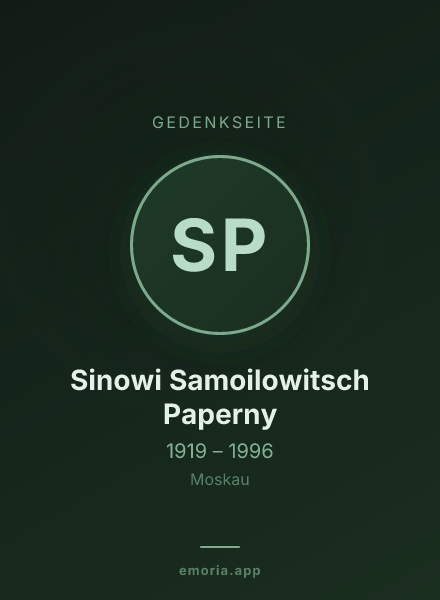 Gedenkportrait von Sinowi Samoilowitsch Paperny