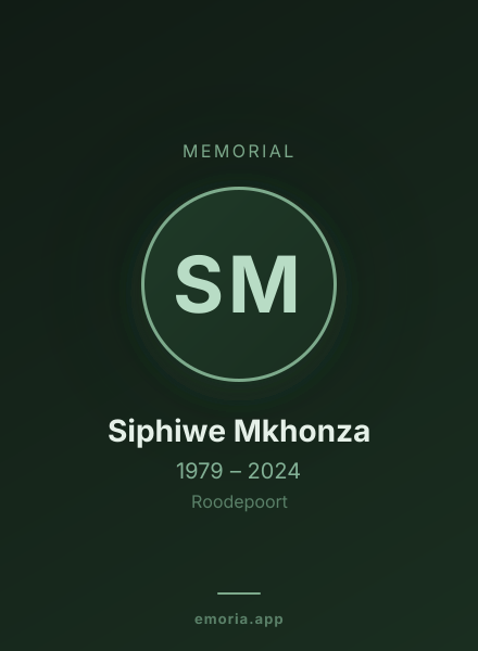 Memorial portrait of Siphiwe Mkhonza