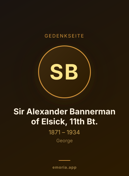 Gedenkportrait von Sir Alexander Bannerman of Elsick, 11th Bt.