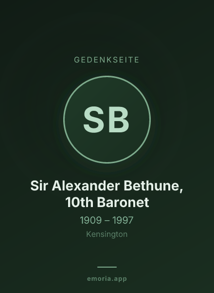 Gedenkportrait von Sir Alexander Bethune, 10th Baronet