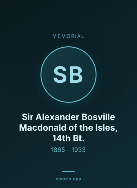 Memorial portrait of Sir Alexander Bosville Macdonald of the Isles, 14th Bt.