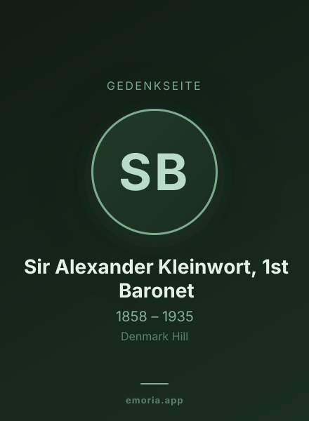 Gedenkportrait von Sir Alexander Kleinwort, 1st Baronet