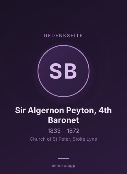 Gedenkportrait von Sir Algernon Peyton, 4th Baronet