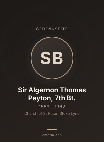 Gedenkportrait von Sir Algernon Thomas Peyton, 7th Bt.