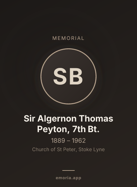 Memorial portrait of Sir Algernon Thomas Peyton, 7th Bt.