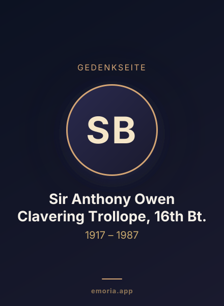 Gedenkportrait von Sir Anthony Owen Clavering Trollope, 16th Bt.