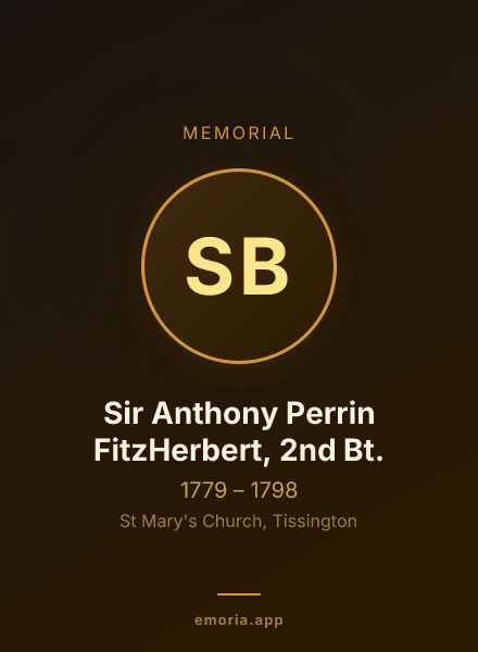 Memorial portrait of Sir Anthony Perrin FitzHerbert, 2nd Bt.