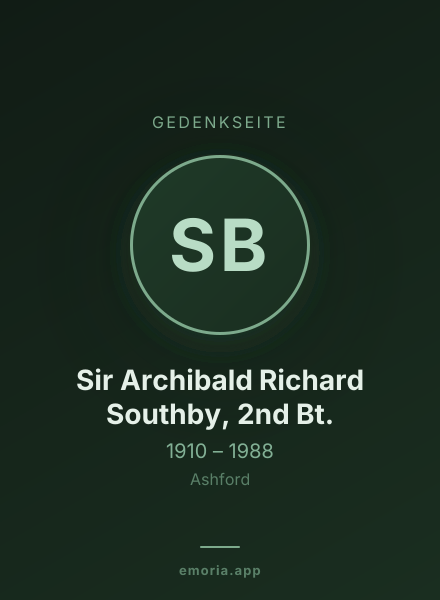 Gedenkportrait von Sir Archibald Richard Southby, 2nd Bt.