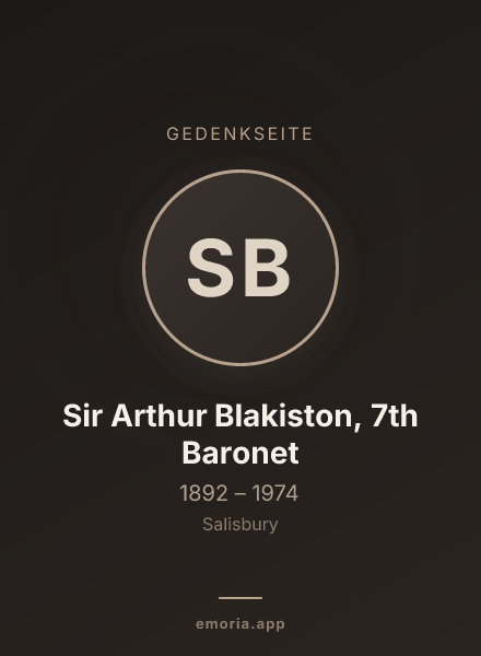 Gedenkportrait von Sir Arthur Blakiston, 7th Baronet