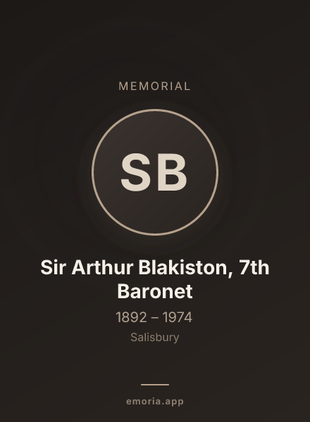 Memorial portrait of Sir Arthur Blakiston, 7th Baronet