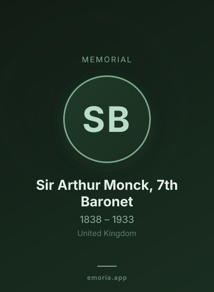 Memorial portrait of Sir Arthur Monck, 7th Baronet