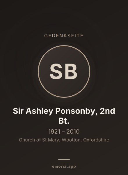 Gedenkportrait von Sir Ashley Ponsonby, 2nd Bt.