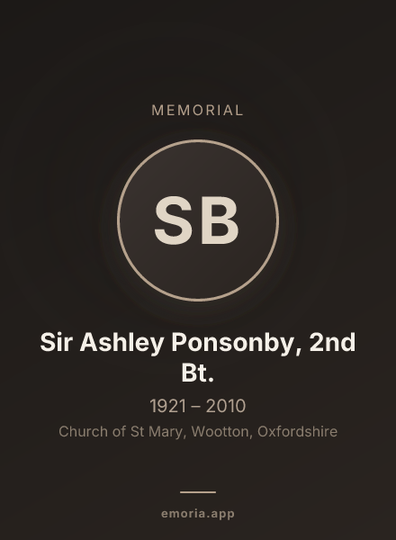 Memorial portrait of Sir Ashley Ponsonby, 2nd Bt.