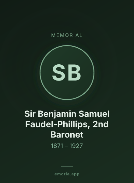 Memorial portrait of Sir Benjamin Samuel Faudel-Phillips, 2nd Baronet